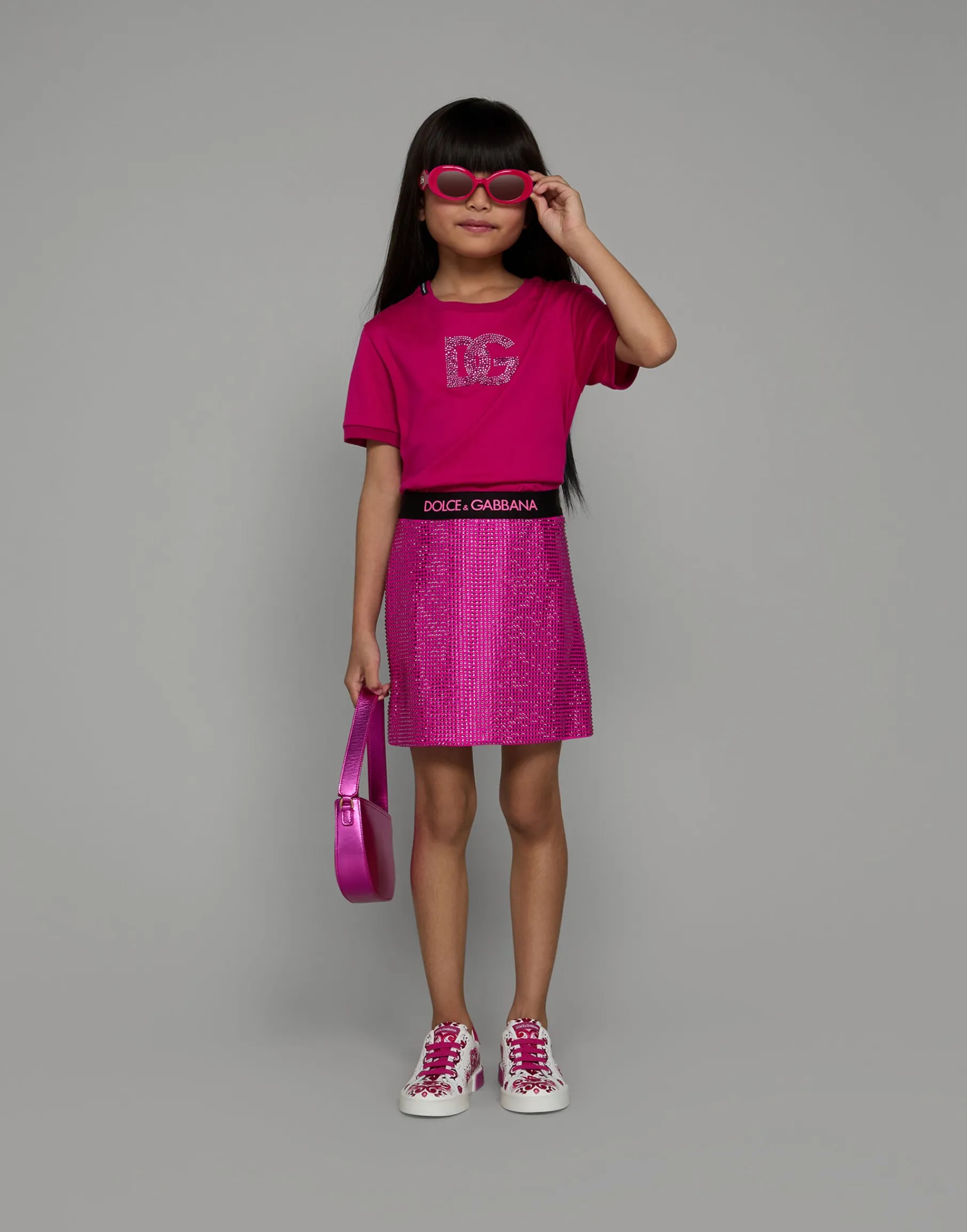 Jersey T-shirt with rhinestone logo