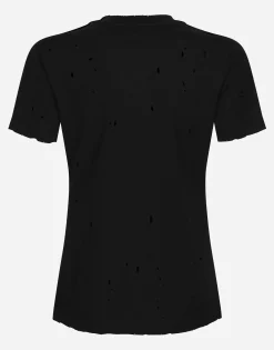 Jersey T-shirt with rips and Dolce&Gabbana tag