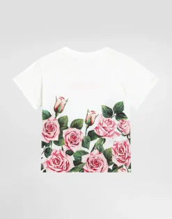 Jersey T-shirt with rose print