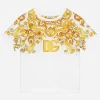 Jersey T-shirt with yellow majolica print and DG logo