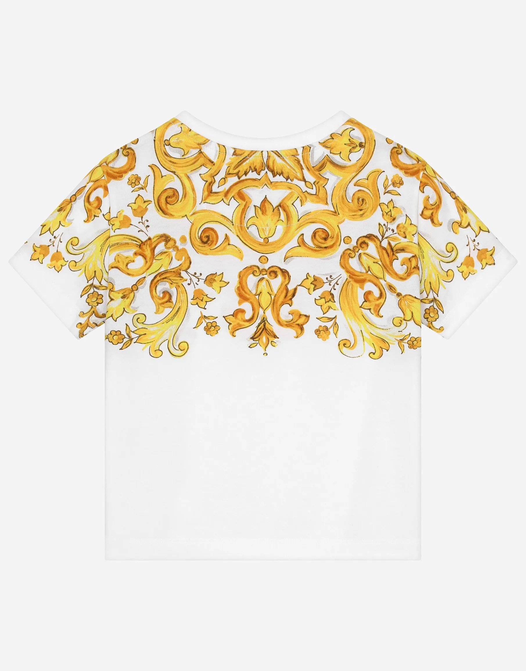 Jersey T-shirt with yellow majolica print and DG logo