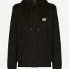 Jersey zip-up hoodie