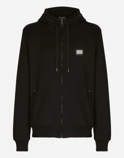 Jersey zip-up hoodie