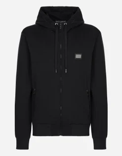 Jersey zip-up hoodie
