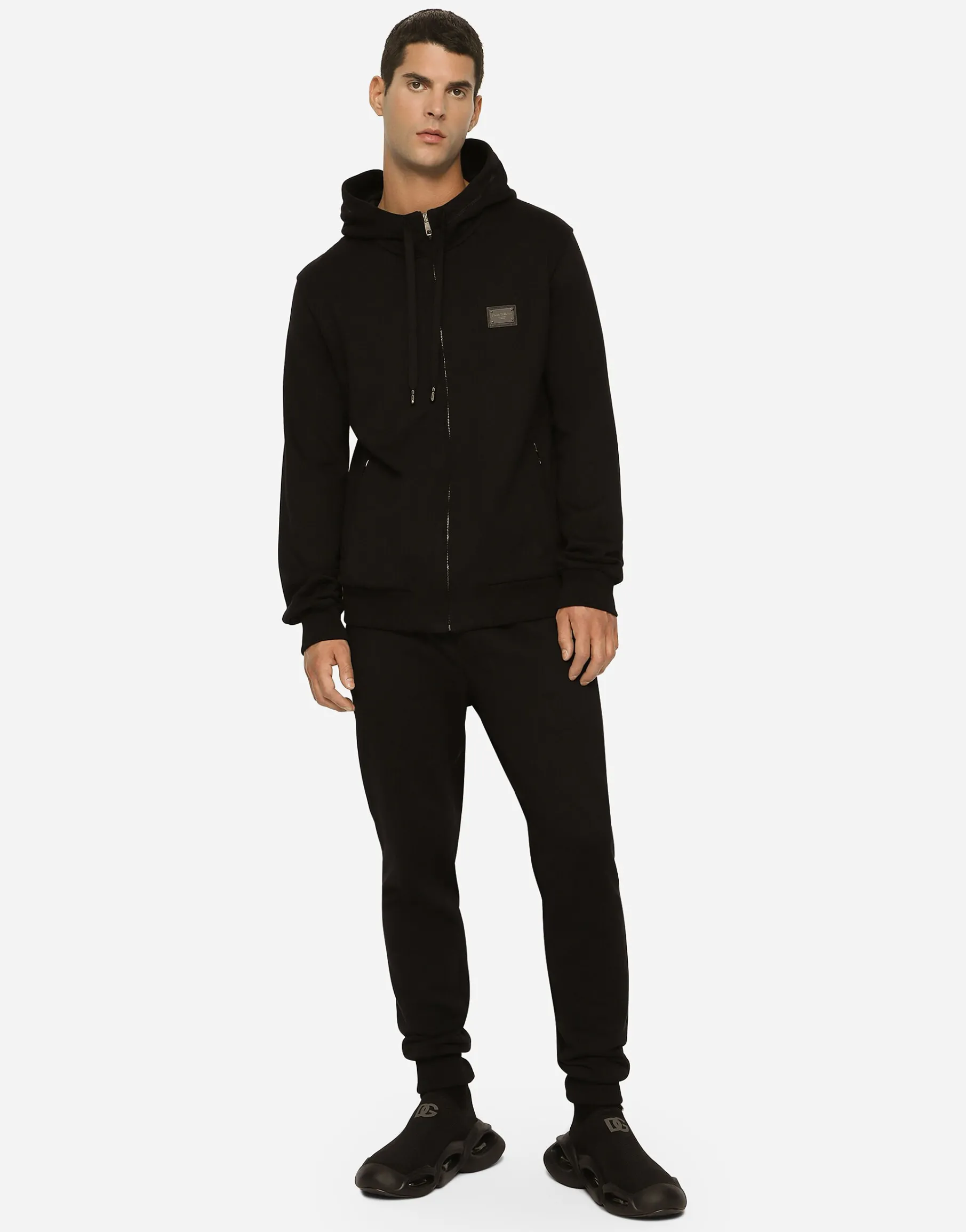 Jersey zip-up hoodie