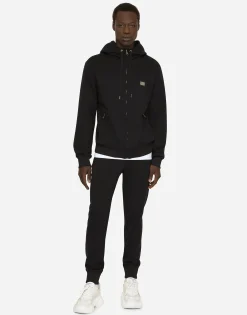 Jersey zip-up hoodie