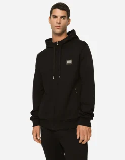Jersey zip-up hoodie