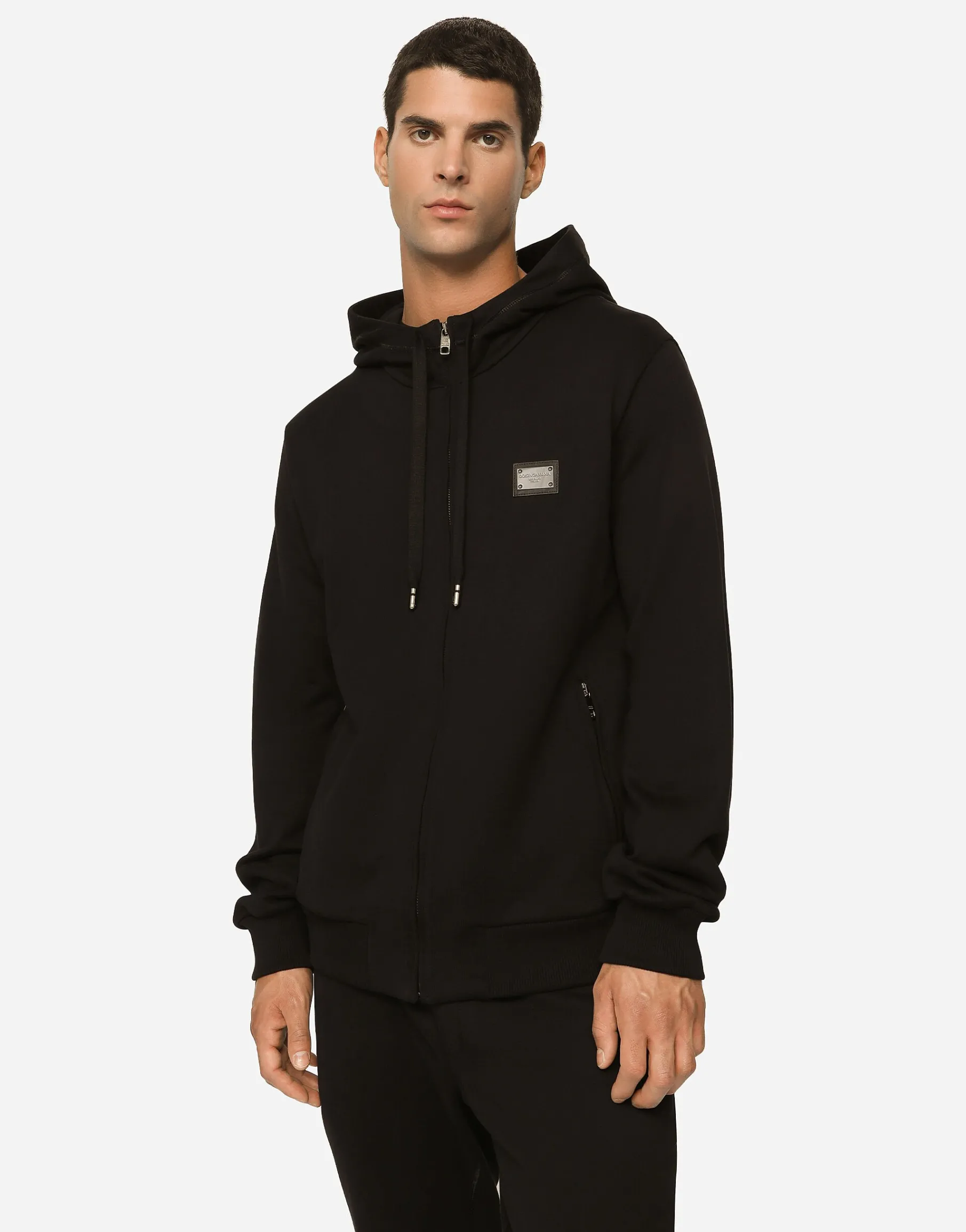 Jersey zip-up hoodie