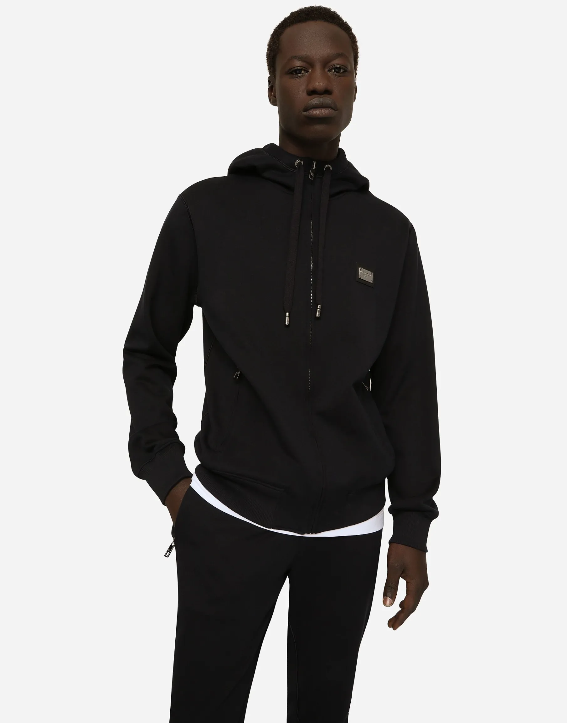 Jersey zip-up hoodie