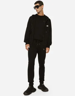 Jersey zip-up hoodie