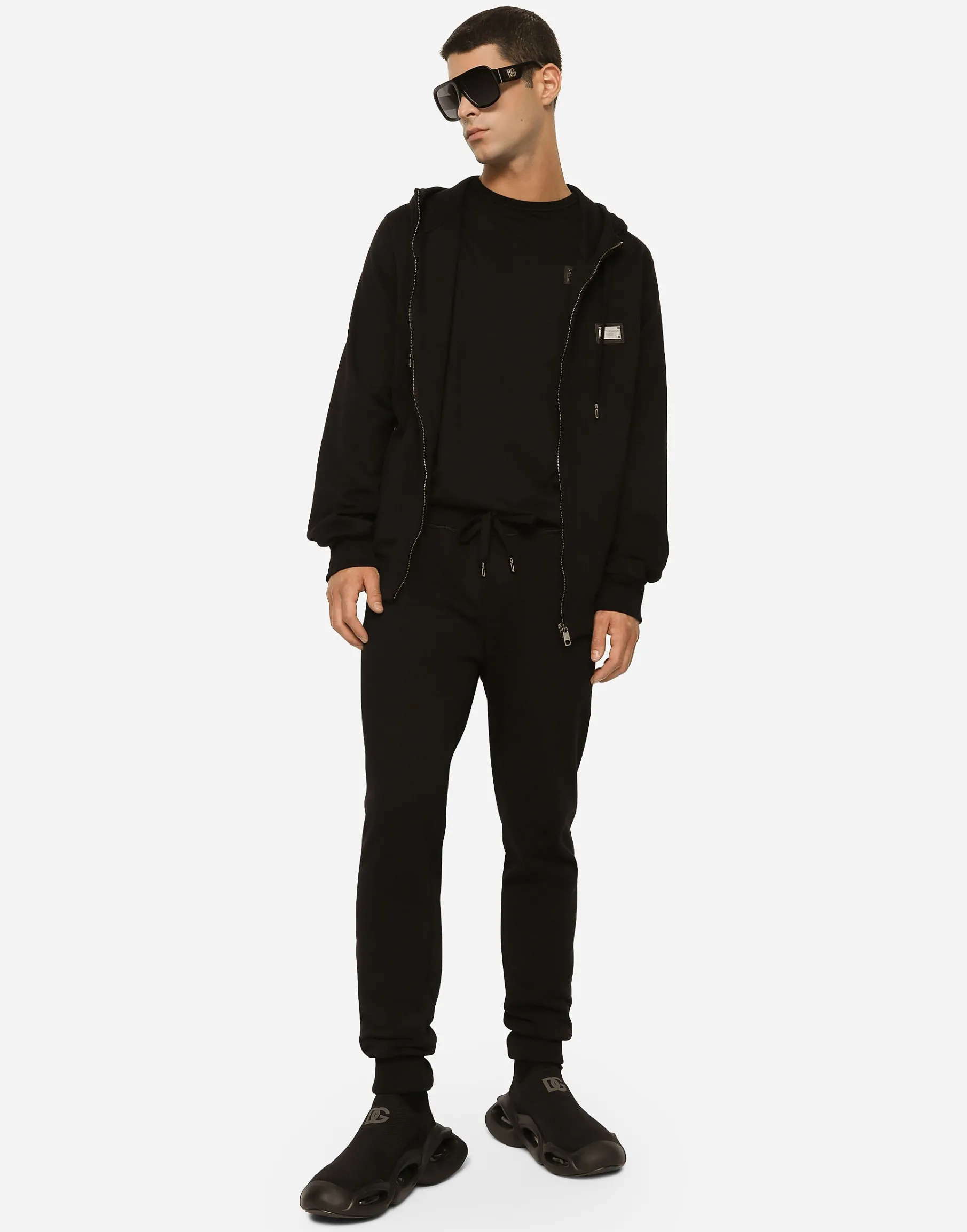 Jersey zip-up hoodie