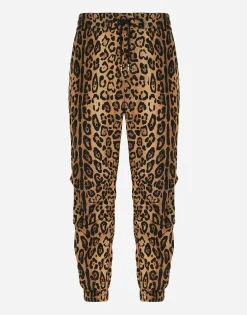 Jogging pants with leopard-print Crespo and tag
