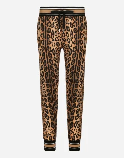 Jogging pants with leopard-print Crespo and tag