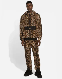 Jogging pants with leopard-print Crespo and tag