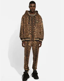 Jogging pants with leopard-print Crespo and tag