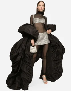 KIM DOLCE&GABBANA Crop top with fusible rhinestones