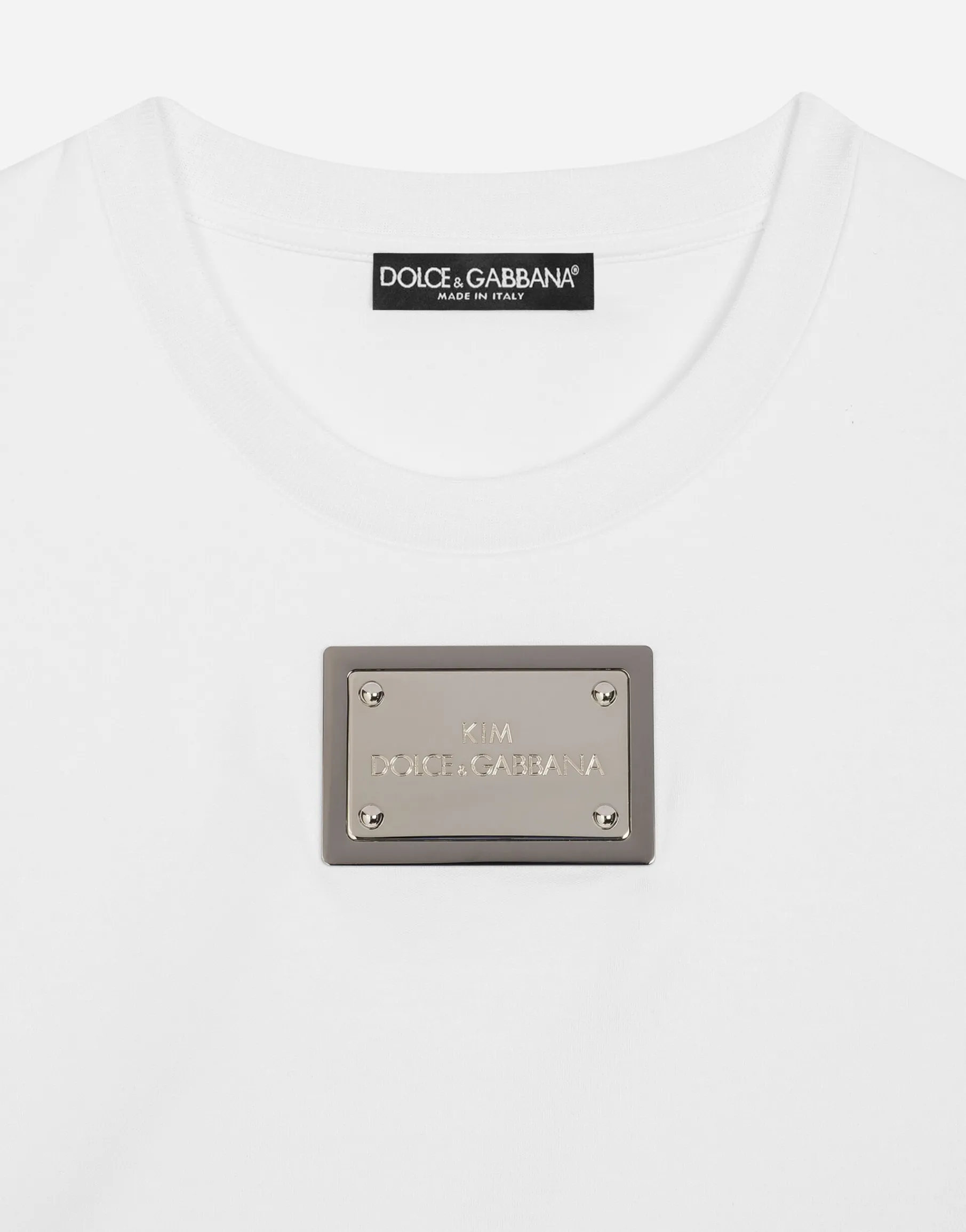 KIM DOLCE&GABBANA Cropped T-shirt with “KIM Dolce&Gabbana” tag
