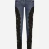 KIM DOLCE&GABBANA Denim jeans with lace inlay