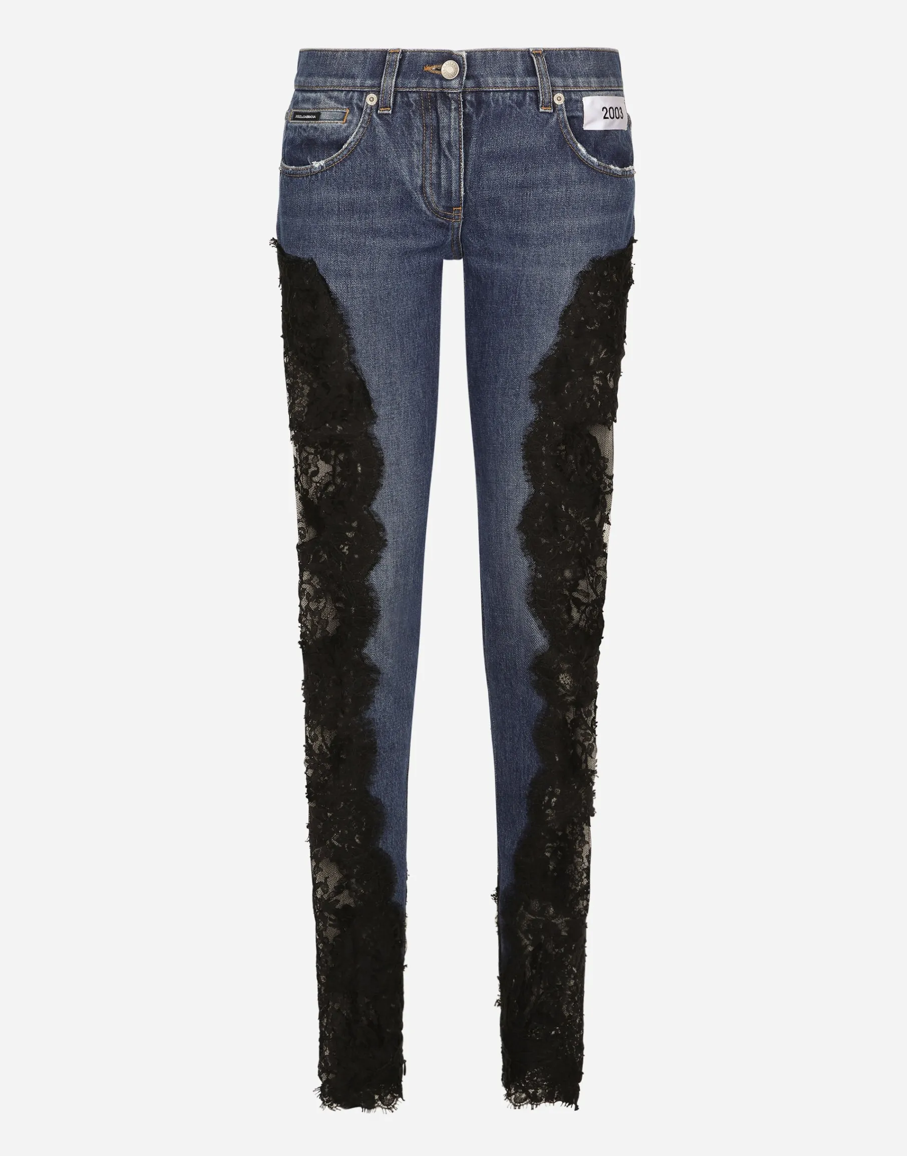 KIM DOLCE&GABBANA Denim jeans with lace inlay