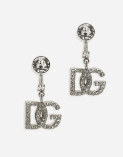 KIM DOLCE&GABBANA Earrings with DG logo and rhinestones
