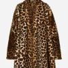 KIM DOLCE&GABBANA Faux fur cape with leopard print