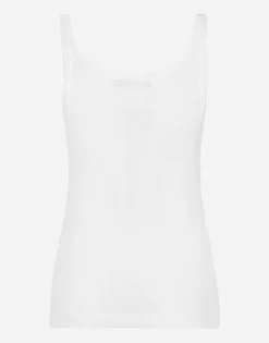 KIM DOLCE&GABBANA Fine-rib cotton tank top with the Re-Edition label