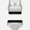 KIM DOLCE&GABBANA Foiled bikini with branded elastic