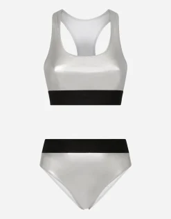 KIM DOLCE&GABBANA Foiled bikini with branded elastic