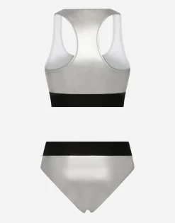 KIM DOLCE&GABBANA Foiled bikini with branded elastic