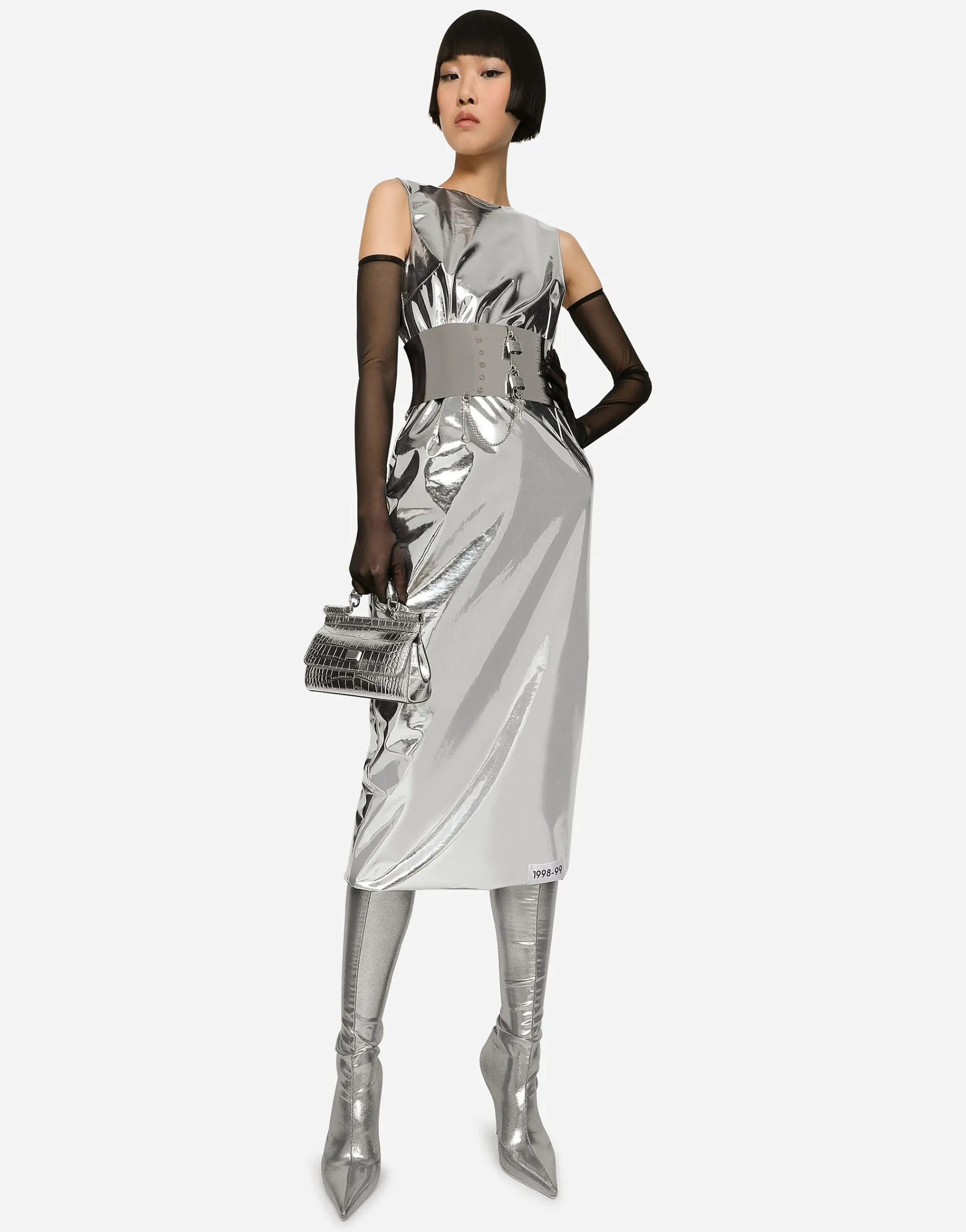 KIM DOLCE&GABBANA Foiled jersey calf-length dress
