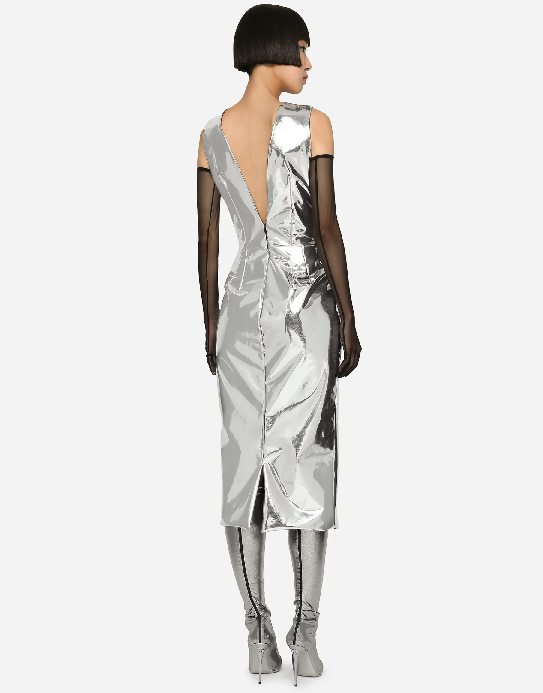 KIM DOLCE&GABBANA Foiled jersey calf-length dress