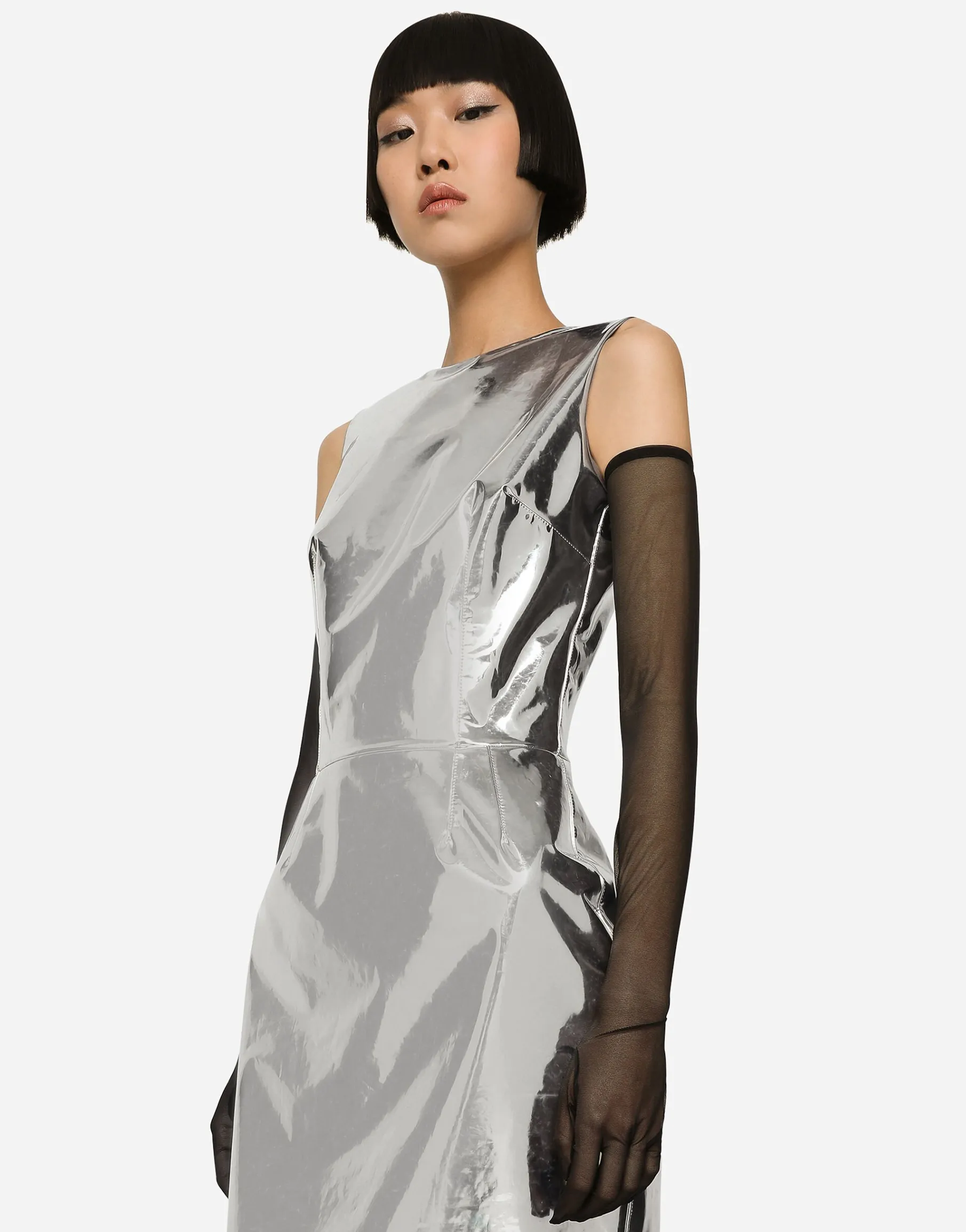 KIM DOLCE&GABBANA Foiled jersey calf-length dress
