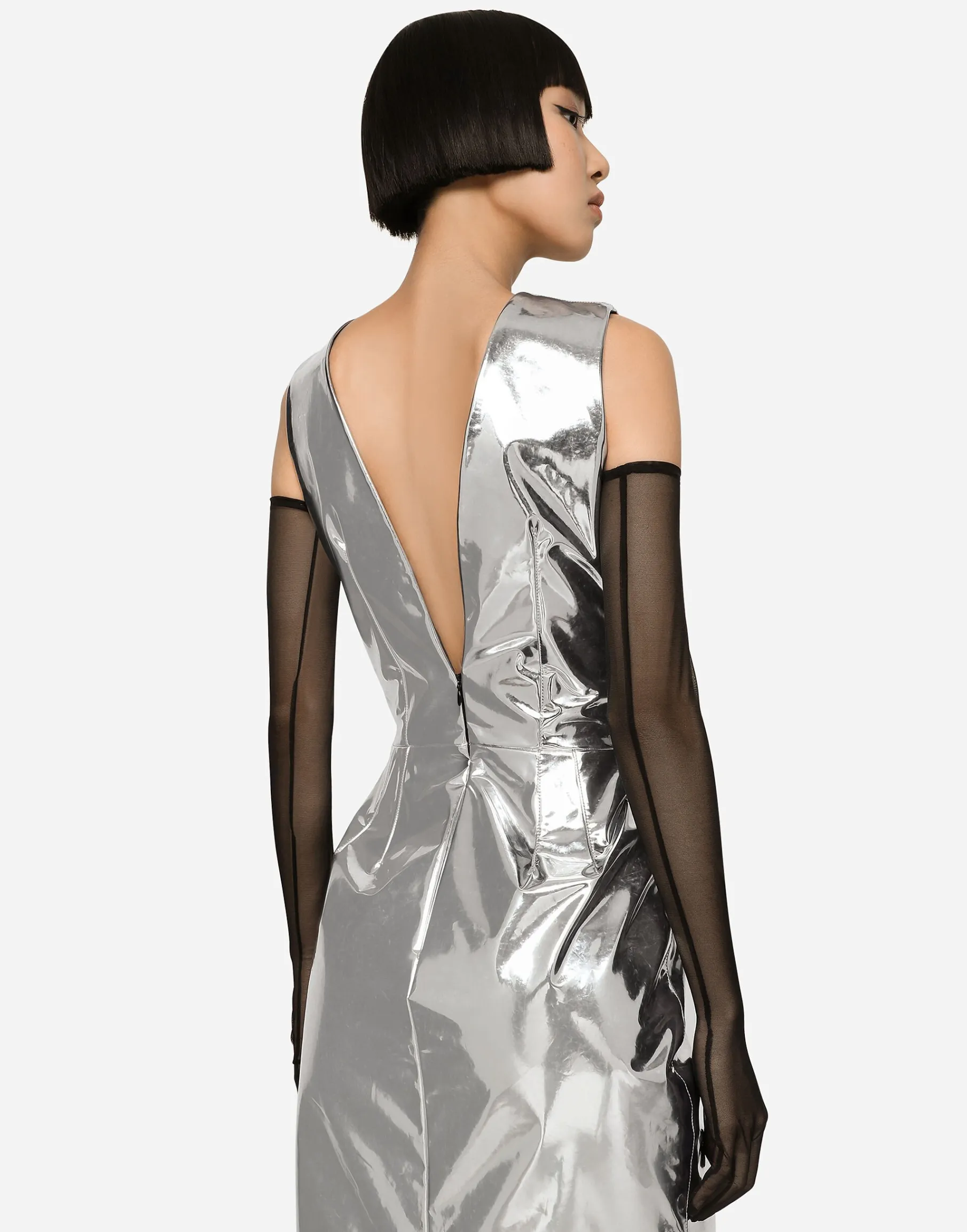 KIM DOLCE&GABBANA Foiled jersey calf-length dress