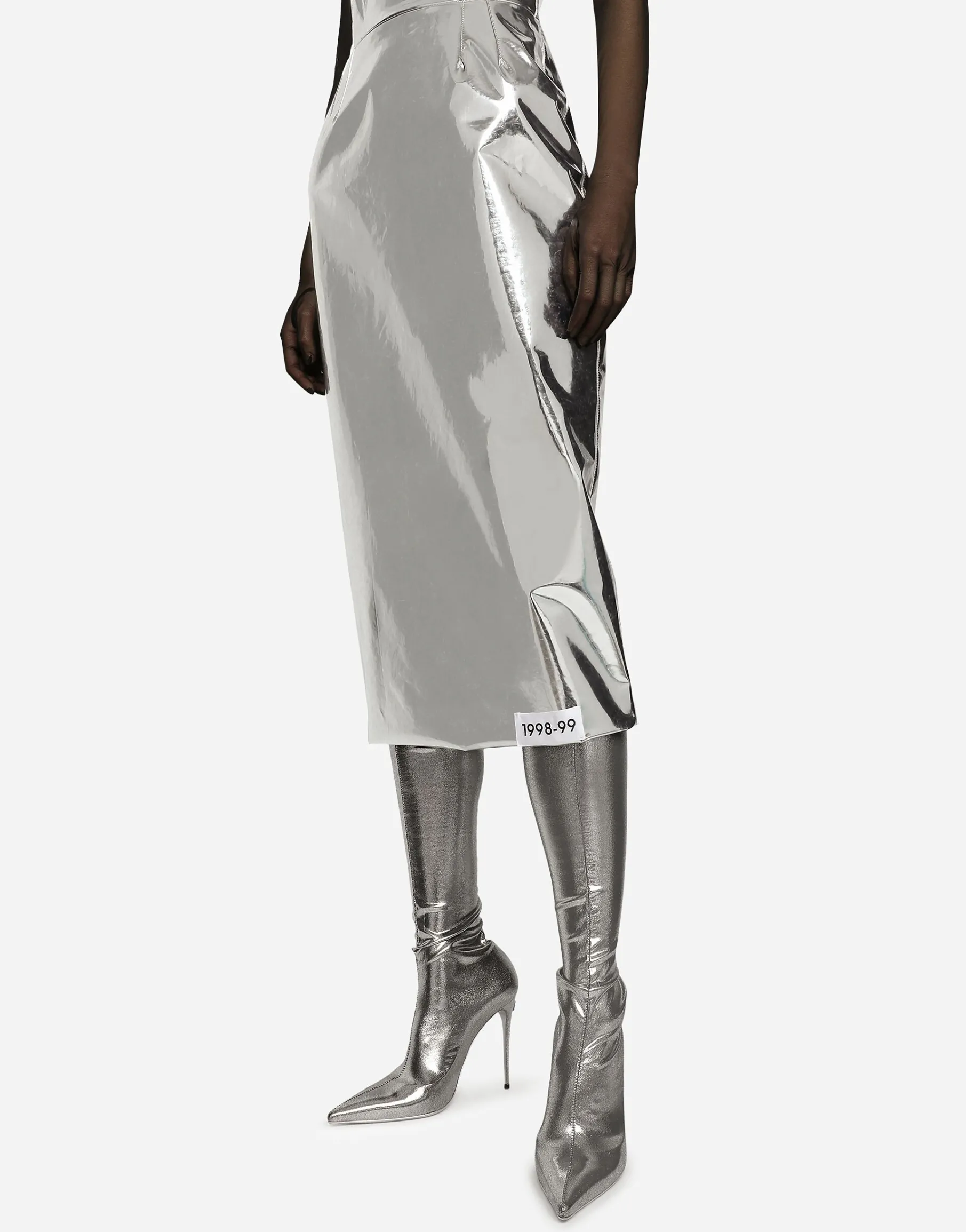 KIM DOLCE&GABBANA Foiled jersey calf-length dress