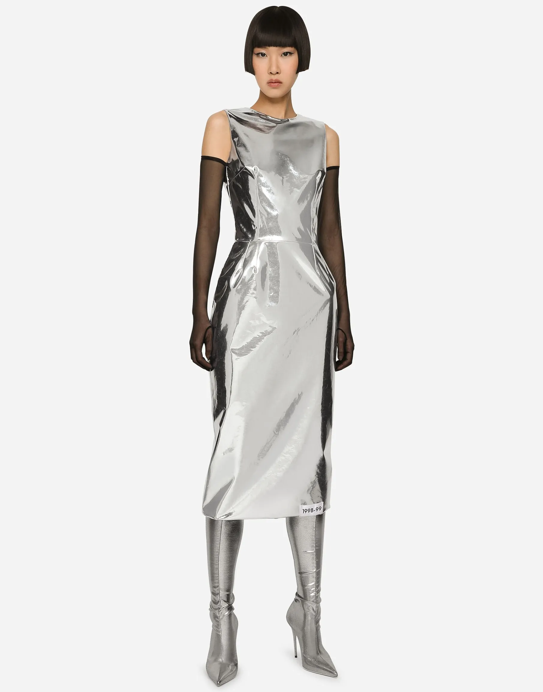 KIM DOLCE&GABBANA Foiled jersey calf-length dress