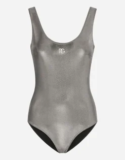 KIM DOLCE&GABBANA Foiled racer-style swimsuit