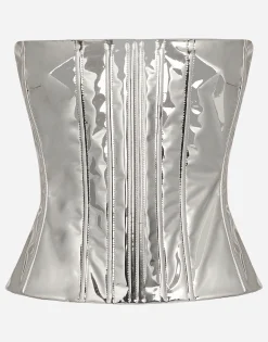 KIM DOLCE&GABBANA Foiled satin corset