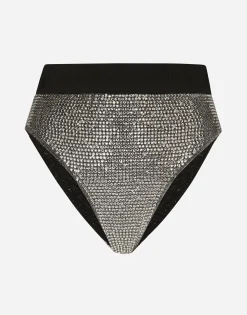 KIM DOLCE&GABBANA High-waisted briefs with sequins and fusible rhinestones