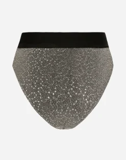 KIM DOLCE&GABBANA High-waisted briefs with sequins and fusible rhinestones