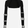 KIM DOLCE&GABBANA Jersey Milano rib shrug with rhinestone embellishment