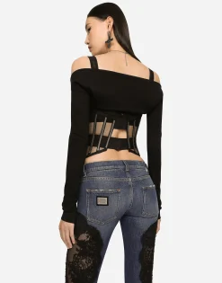 KIM DOLCE&GABBANA Jersey Milano rib shrug