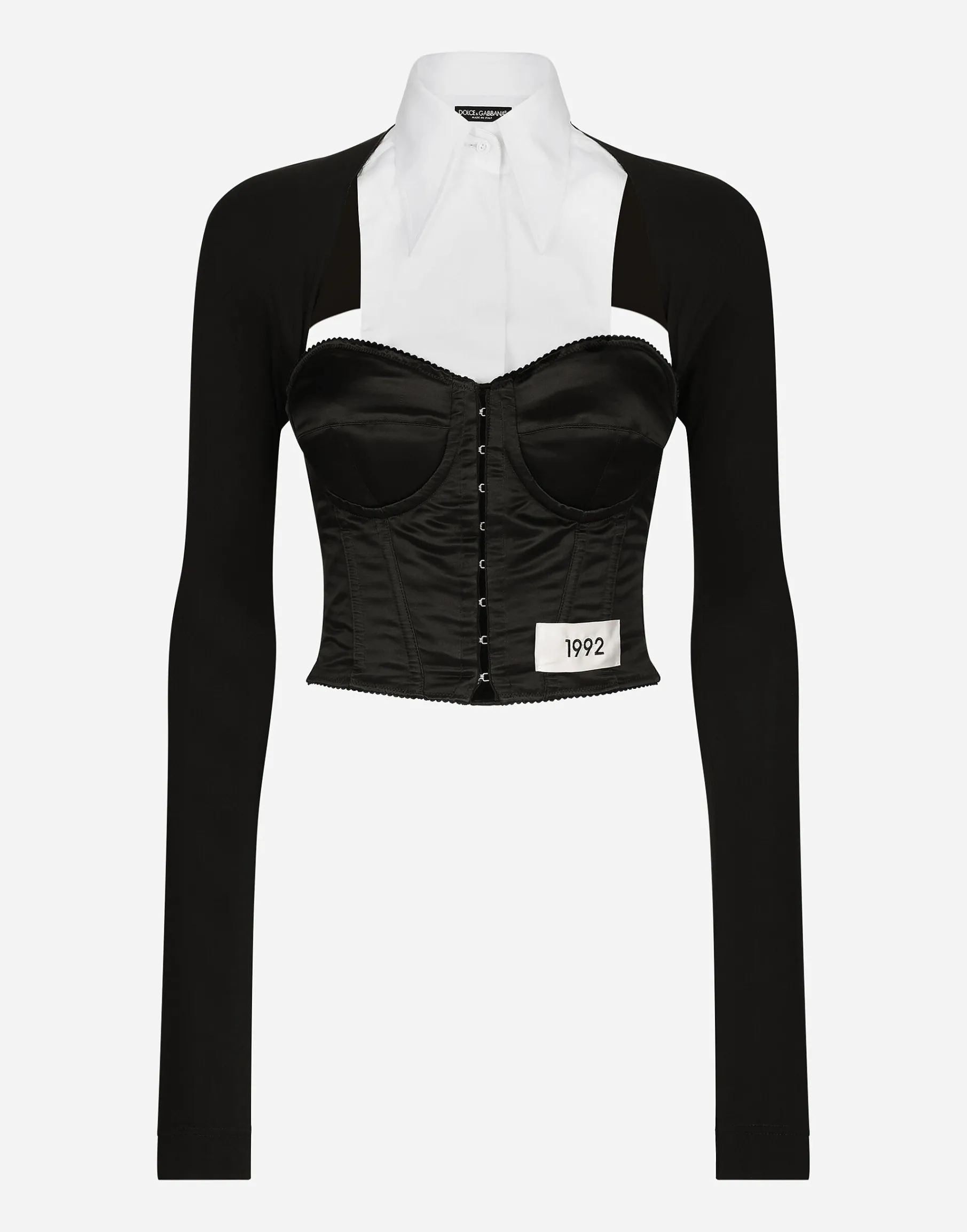 KIM DOLCE&GABBANA Jersey, satin and poplin corset top