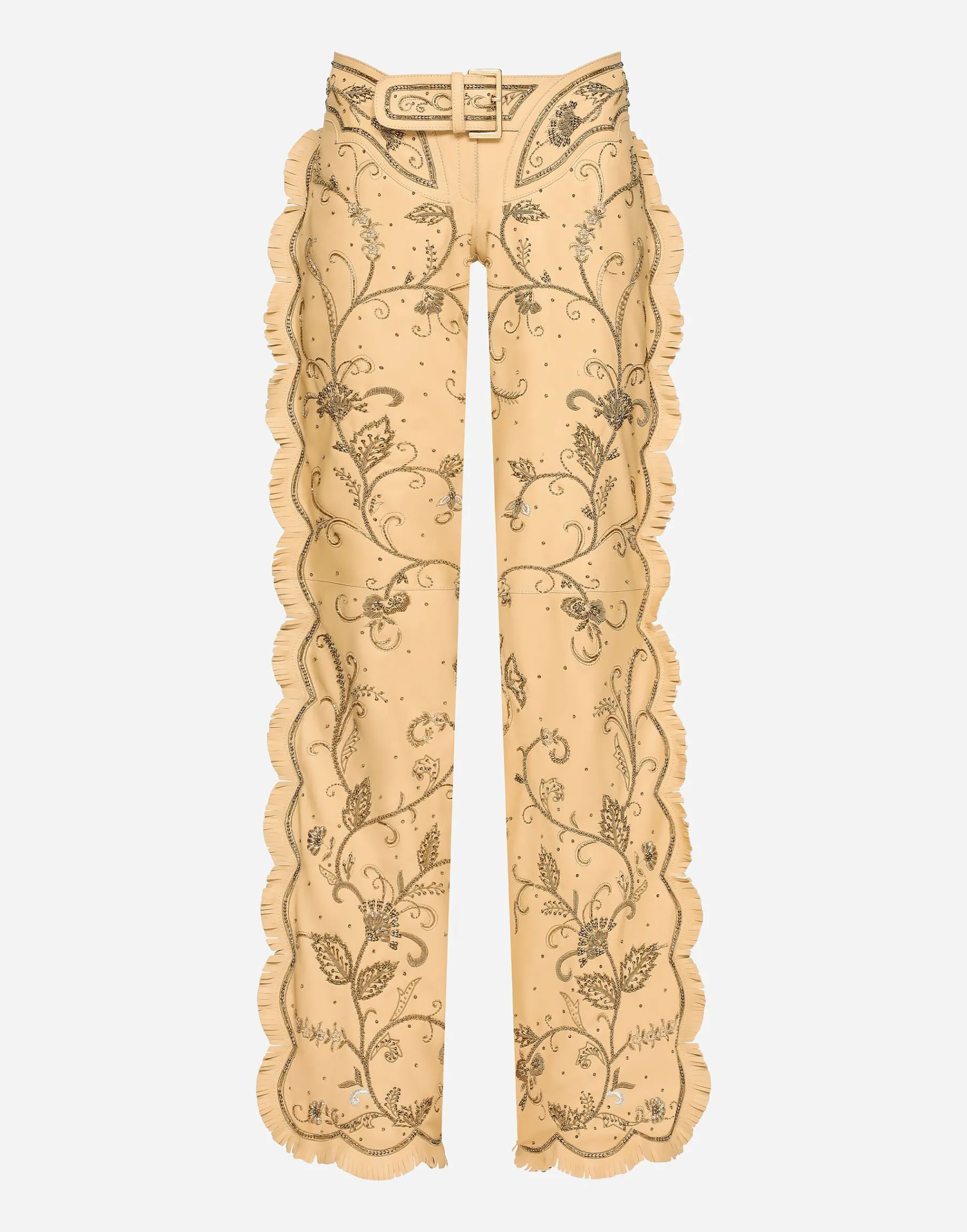 KIM DOLCE&GABBANA Leather pants with all-over embellishment