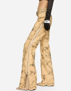 KIM DOLCE&GABBANA Leather pants with all-over embellishment