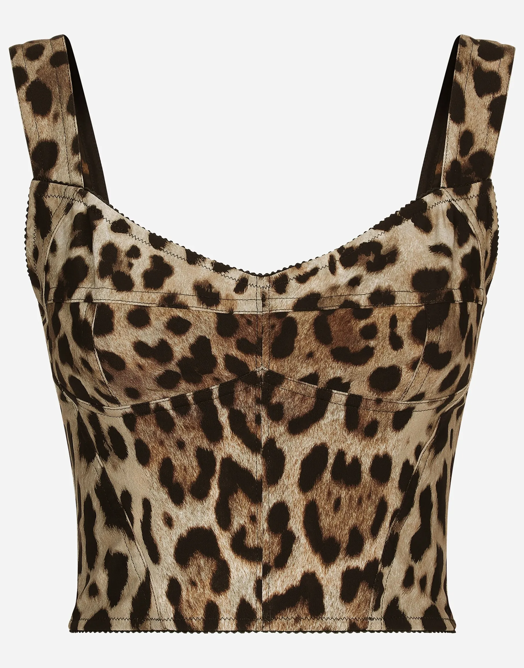 KIM DOLCE&GABBANA Leopard-print marquisette corset
