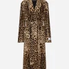 KIM DOLCE&GABBANA Leopard-print terrycloth coat with belt and the Re-Edition label