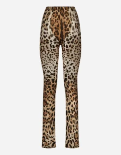 KIM DOLCE&GABBANA Leopard-print marquisette pants