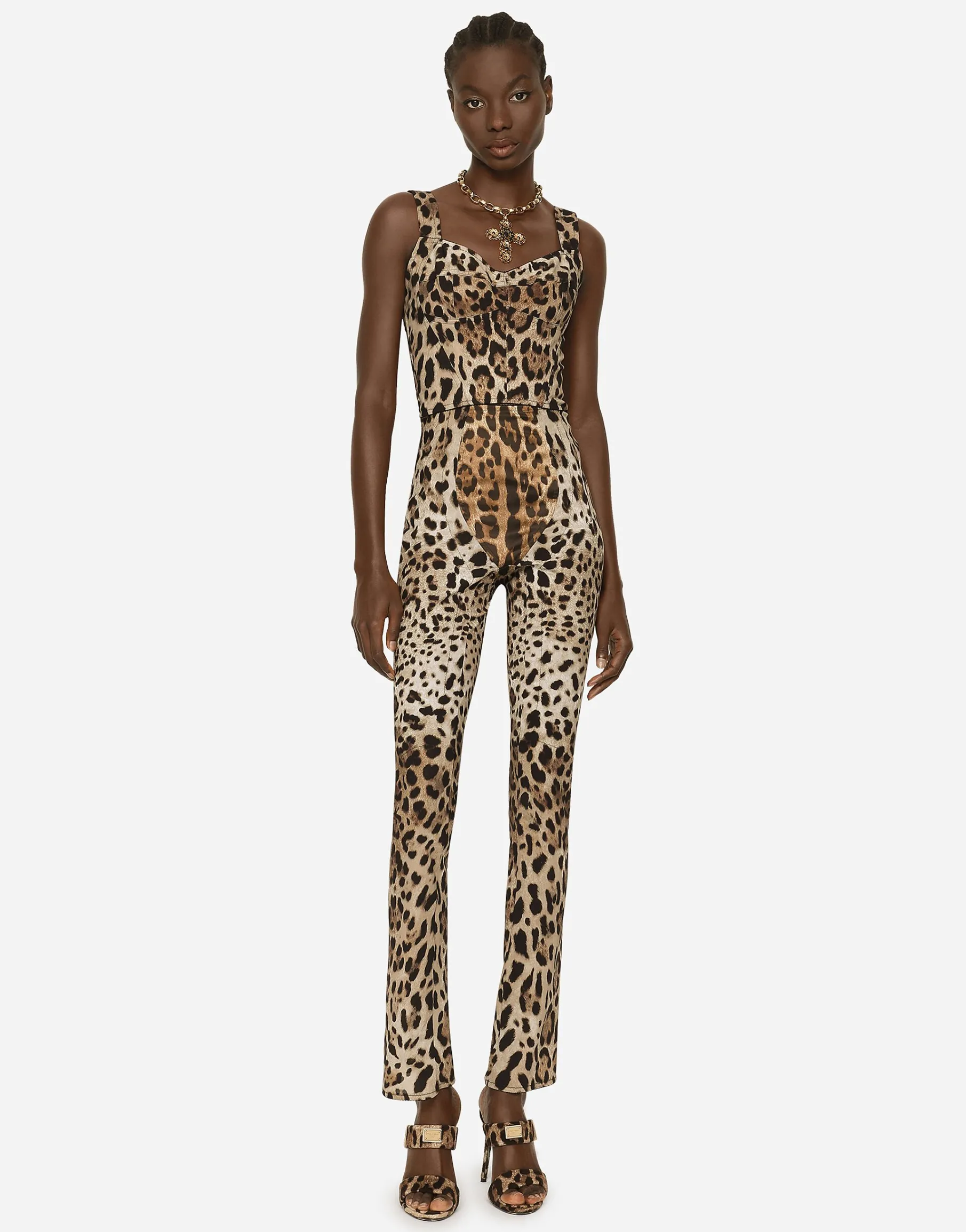 KIM DOLCE&GABBANA Leopard-print marquisette pants