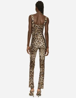 KIM DOLCE&GABBANA Leopard-print marquisette pants