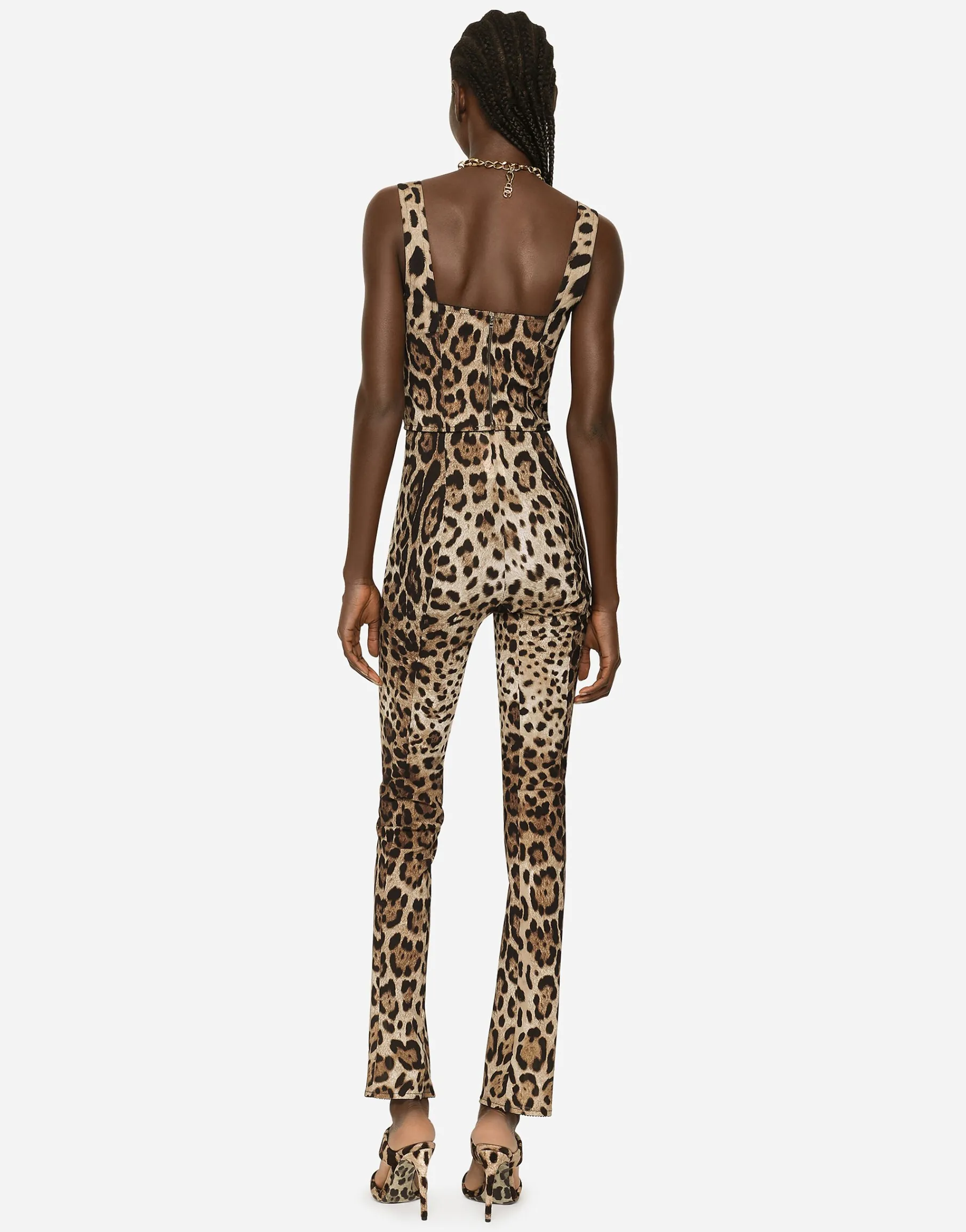 KIM DOLCE&GABBANA Leopard-print marquisette pants